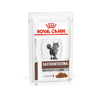 Royal Canin Feline Gastrointestinal Mod Calorie - лечебна храна за котки, пауч при стомашно-чревни чувствителности,  с умерено съдържание на калории, 12х85 г