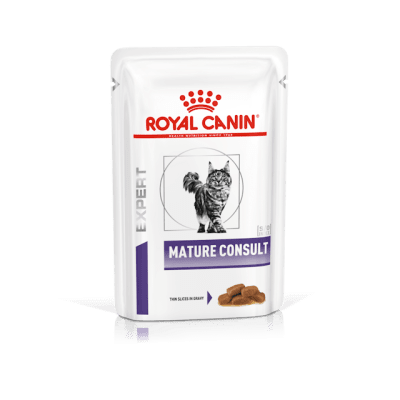 Royal Canin Feline Mature Consult - конервирана храна за кастрирани котки, пауч за възрастни котки, 12х85 г