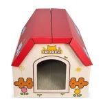anipro картонена драскалка за котки, червена къща, 44х22.5х34 см