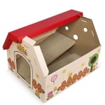anipro картонена драскалка за котки, червена къща, 44х22.5х34 см