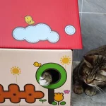 anipro картонена драскалка за котки, червена къща, 44х22.5х34 см