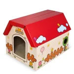 anipro картонена драскалка за котки, червена къща, 44х22.5х34 см