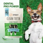 anipro Dental Pro Power дентални лакомства за кучета, усукани трицветни солети, мощна формула със спирулина и зелен чай, 84 г