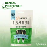 anipro Dental Pro Power дентални лакомства за кучета, усукани трицветни солети, мощна формула със спирулина и зелен чай, 84 г