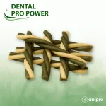 anipro Dental Pro Power дентални лакомства за кучета, усукани трицветни солети, мощна формула със спирулина и зелен чай, 84 г
