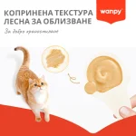Wanpy cat - лакомство за котки, лъжичка с кремообразно лакомство с пилешко, 10х16 г