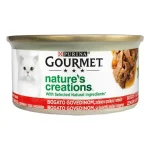 Purina Gourmet Nature’s Creations - консервирана храна за котки с крехко говеждо и грах, 24х85 г 