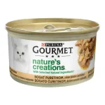 Purina Gourmet Nature’s Creations - консервирана храна за котки с крехко пуешко и спанак, 24х85 г