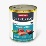 GranCarno Dog Adult консервирана храна за кучета със сьомга и спанак, 800 г