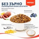 Wanpy Grain Free - суха гранулирана храна за кучета, без зърно, с патешко месо, 1.5 кг