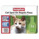 Beaphar Cat Spot On Repels Fleas капки против бълхи за котки и котенца над 12 седмици, 3 пипети в опаковка