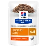 Hill's Prescription Diet Feline s/d - лечебна храна за котки, пауч, за бързо разтваряне на струвитни уролити (до 7 дни), 16х85 г