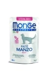 Monge Monoprotein Adult Cat Sterilised - паучове за израснали котки, моно-протениови рецепти, 28х85 г