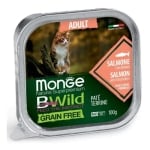 Monge Bwild Cat - консервирана храна за израснали котки, пастет с различни вкусове месо + зеленчуци, 16х100 г