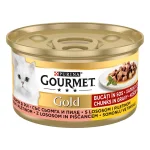 Purina Gourmet Gold - консервирана храна за котки, месни хапки в сос, различни вкусове, 24x85 г