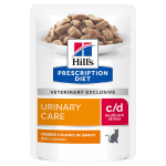 Hill's Prescription Diet Feline c/d Urinary Stress Chicken - лечебна храна за котки, пауч, при идиопатичен цистит и за профилактика на уролити, 16х85 г