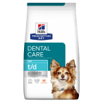 Hill's dog PD t/d Mini Dental Care - лечебна суха храна за зъбна хигиена, намалява образуването на плака и зъбен камък - за кучета от дребни породи, с пилешко 3 кг