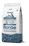 Monge Monoprotein Superpremium All Breeds Puppy – суха храна за подрастващи кученца, моно-протеинова рецепта с пъстърва, ориз и картофи, за всички породи