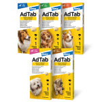 АдТаб | AdTab таблетки за външно обезпаразитяване на кучета, цена за таблетка и за кутия - 3 таблетки