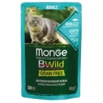 Monge Bwild Cat - пауч за израснали котки, с различни вкусове месо + зеленчуци, 24х85 г