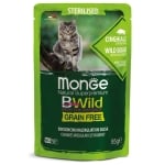 Monge Bwild Sterilised Cat - пауч за израснали и кастрирани котки, с различни вкусове месо + зеленчуци, 24х85 г	