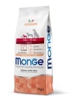 Monge Monoprotein Superpremium Mini Adult – суха храна за израснали кучета, моно-протеинова рецепта със сьомга и ориз, за малки и мини породи