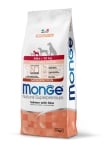 Monge Monoprotein Superpremium Mini Puppy – суха храна за подрастващи кученца, моно-протеинова рецепта със сьомга и ориз, за малки и мини породи