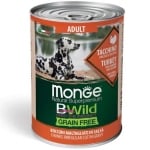 Monge Bwild Adult - консервирана храна за израснали кучета, хапки с месо и зеленчуци, 24х400 г