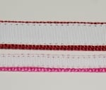 Нагръдник с бяла копринена лента - розов и червен