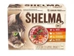 Паучове за котки Shelma - 4 вкуса месо, 12 x 85 г