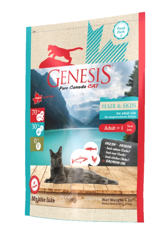 Храна за котка Genesis Pure Canada My Blue Lake Hair&amp;Skin за красива козина и здрава кожа за израснали
