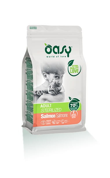 Храна за котка Oasy Cat Adult Sterilized Salmon със сьомга за кастрирани