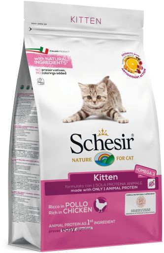 Schesir Kitten Chicken - суха храна за малки котенца, с пилешко и един източник на протеин
