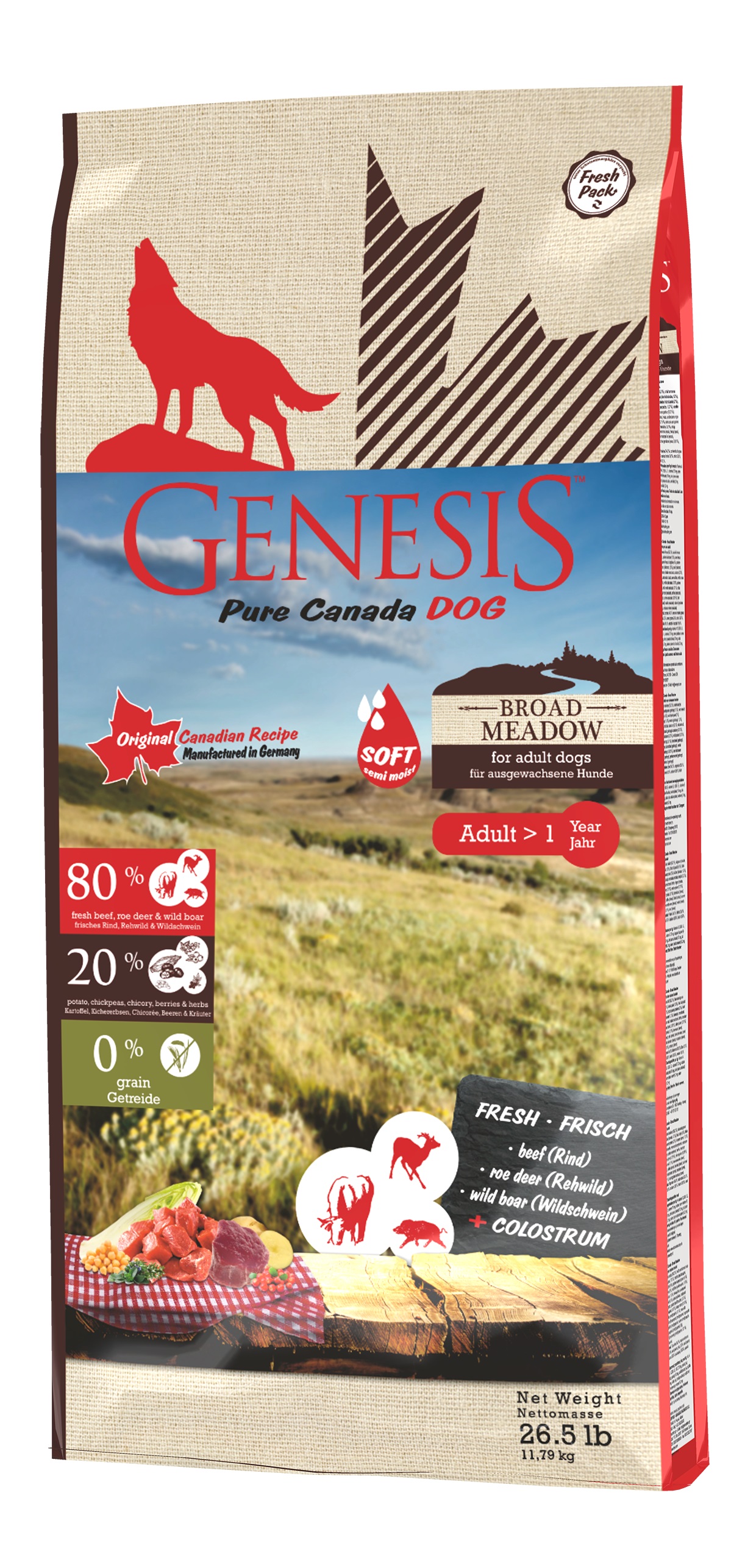 Genesis Broad Meadow - храна за кучета  над 1 година БЕЗ пилешко и птиче месо