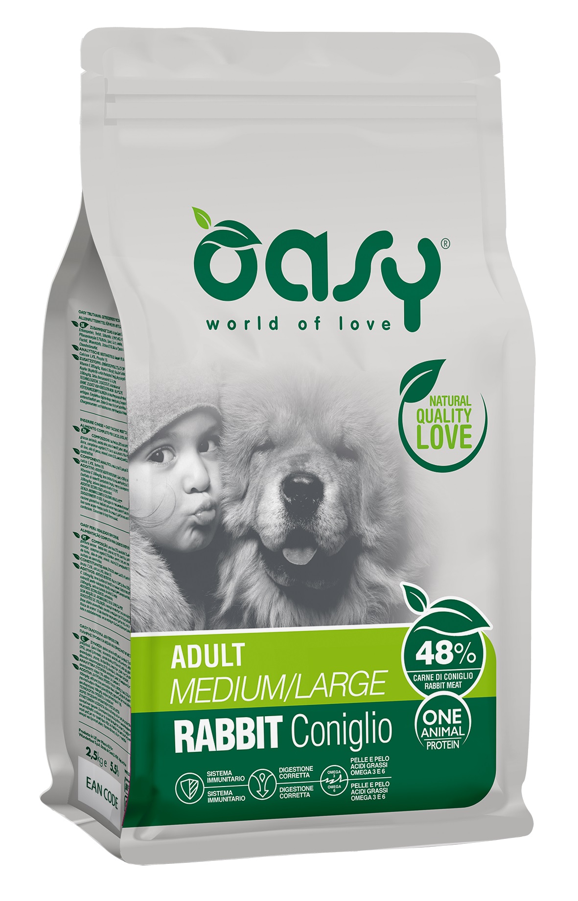 Храна за кучета Oasy Rabbit Monoprotein Adult с прясно заешко месо
