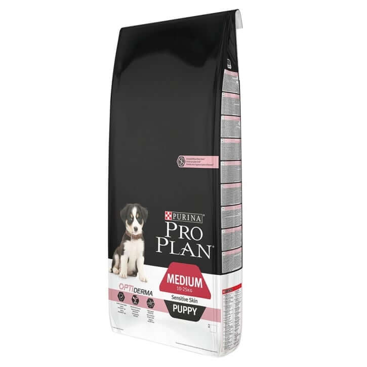 Pro Plan Optiderma Puppy Medium - храна за малки кученца със сьомга, 12 кг