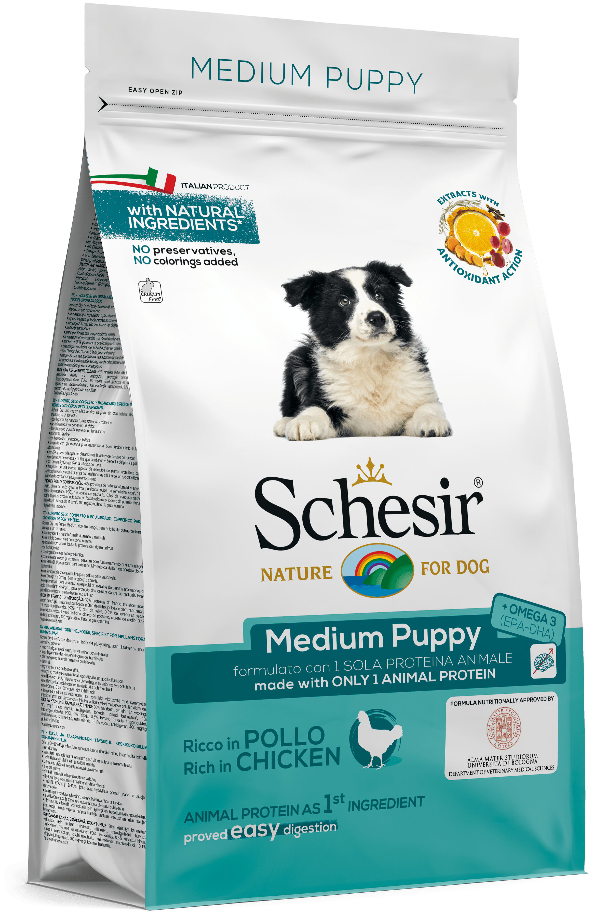 Храна за кучета Schesir Medium Puppy Chicken с пиле за средни породи до 12 месеца, 3 кг