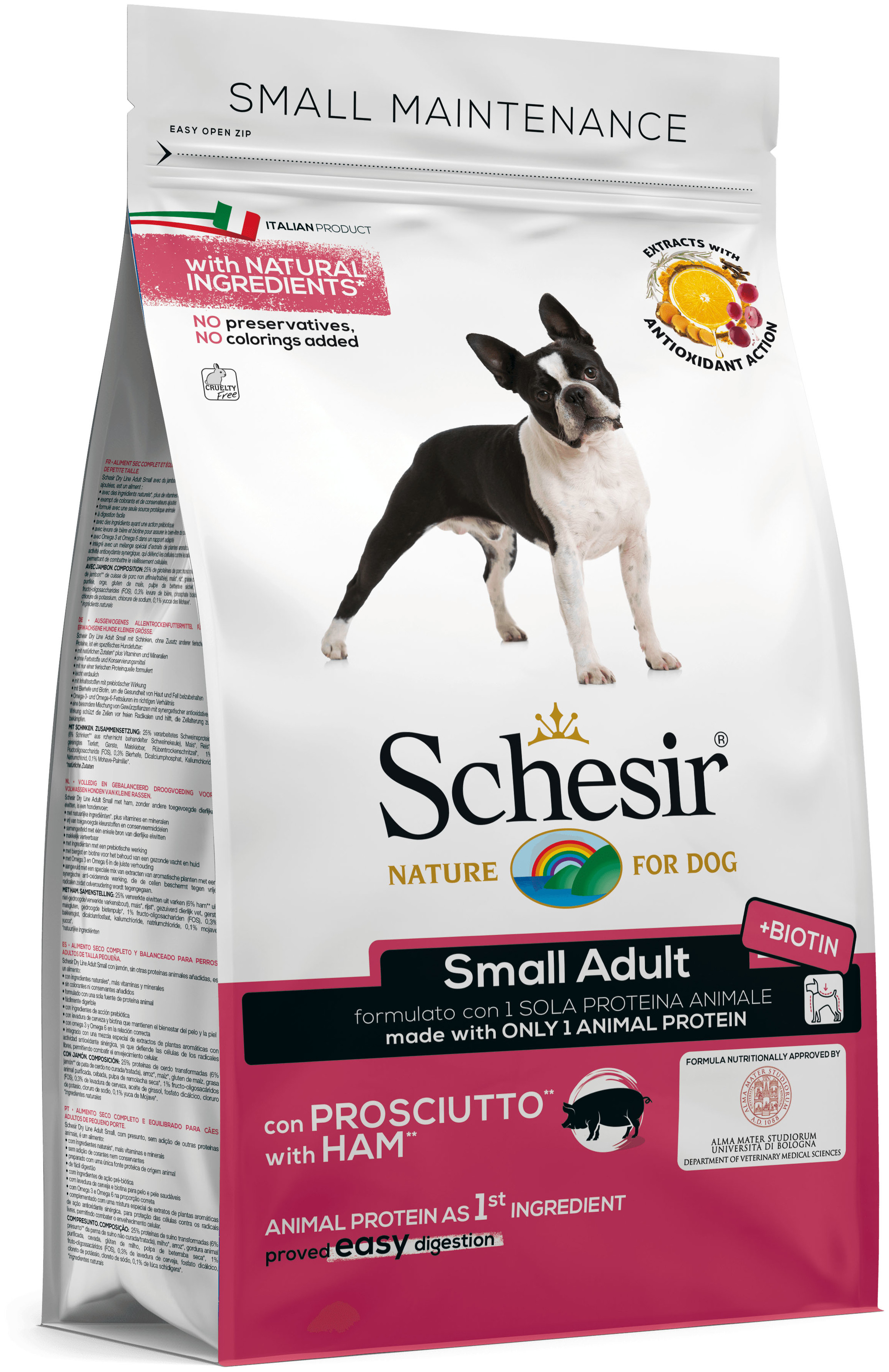 Храна за кучета Schesir Small Adult Maintenance Ham с прошуто за малки породи над 12 месеца, 800 гр