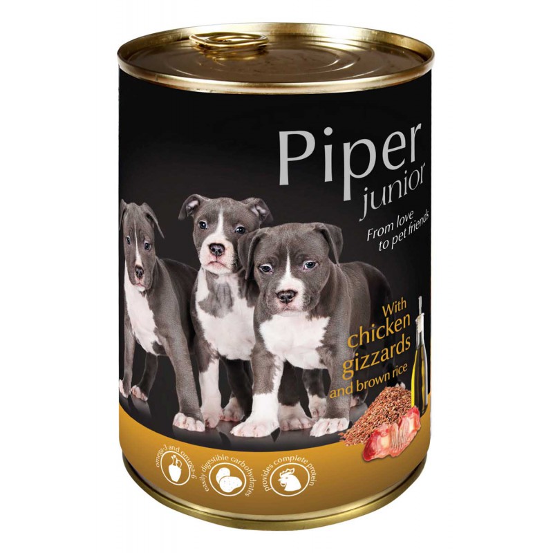 Piper Junior консерва за малки кучета - пил.воденички и кафяв ориз, 400 гр