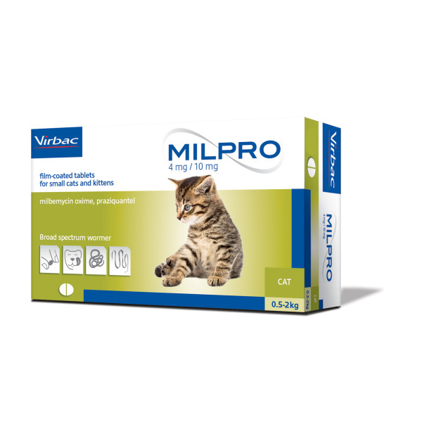 MILPRO / Милпро 4 мг/10 мг за котенца и дребни котки 0,5-2 кг - цена за кутия (4 табл.)