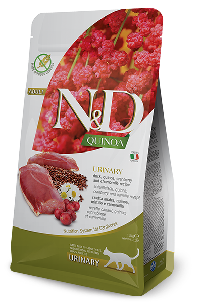 N&amp;D QUINOA URINARY DUCK, CRANBERRY &ndash; за котки над 1 г., за уринарен тракт с патица, киноа, червена боровинка и лайка, 5 кг