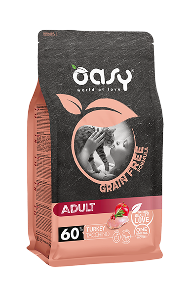 Oasy Dry Cat Grain Free Adult - суха храна за котки, Пуйка, 7.5 кг