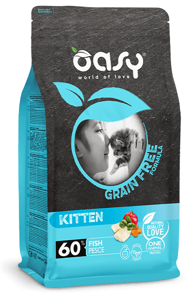 Oasy Dry Cat Grain Free Kitten - суха храна за малки котета до 1 година , Риба, 0.3 кг