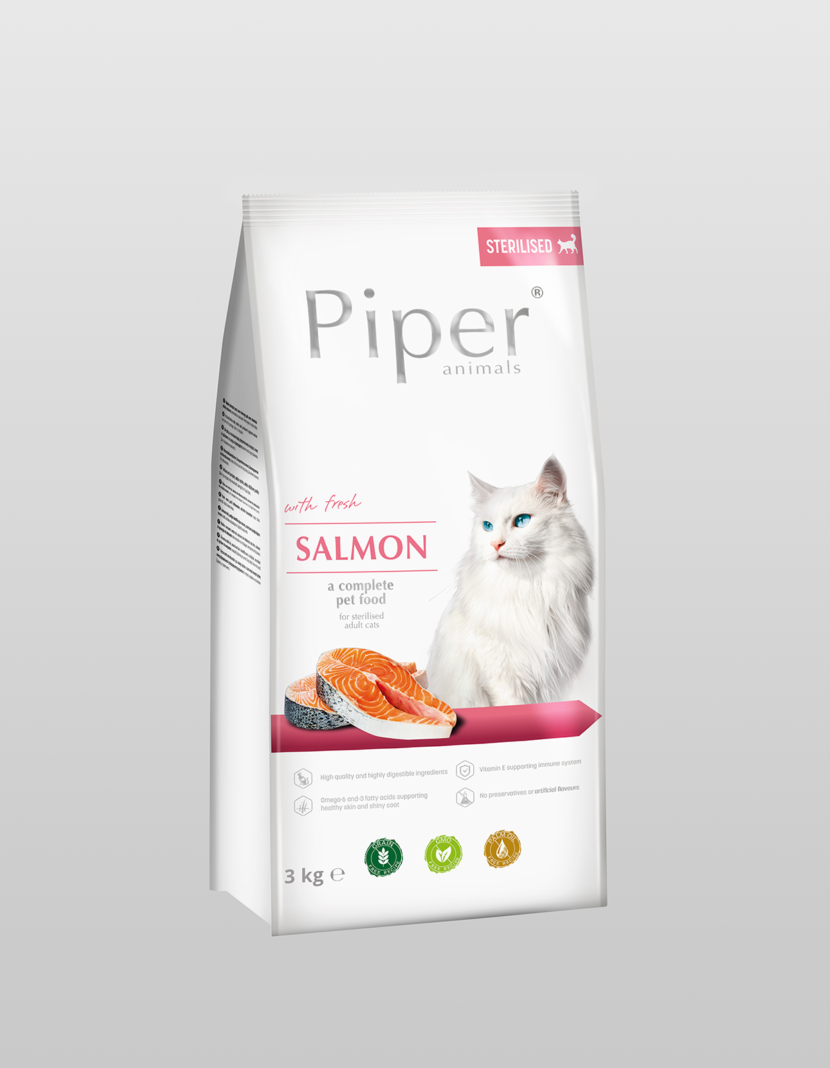 Piper Cat Salmon - гранулирана храна за кастрирани котки с прясна сьомга, 3 кг
