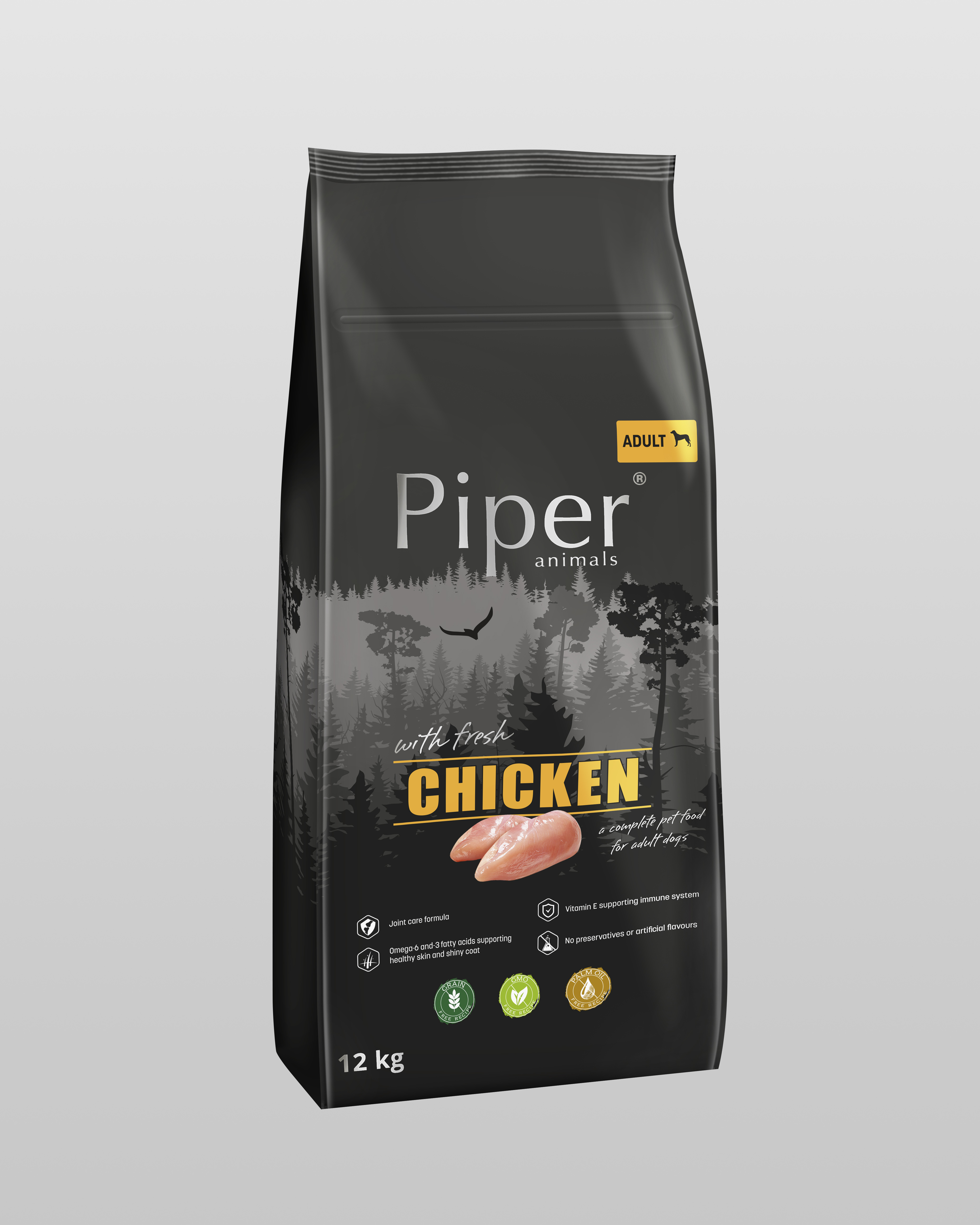 Piper Chicken - суха храна за кучета с прясно пилешко месо, 12 кг
