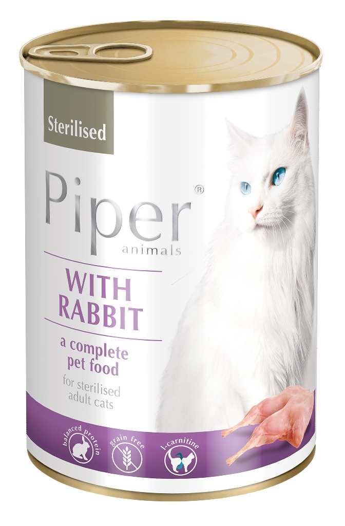 Piper Sterilized консерва за кастрирани котки - заек, 400 гр