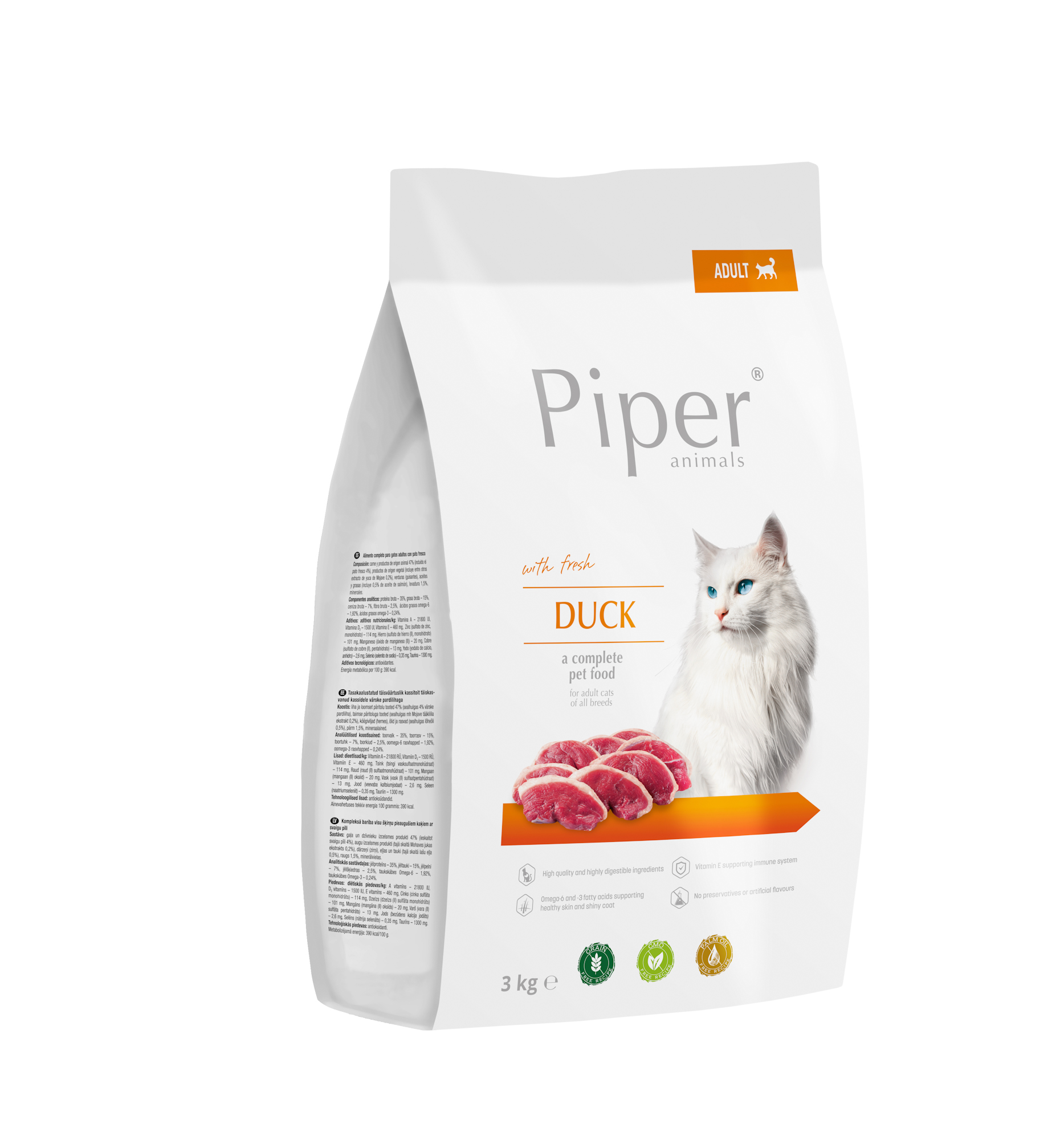 Piper Cat Duck 3kg - суха храна за котки с патешко месо