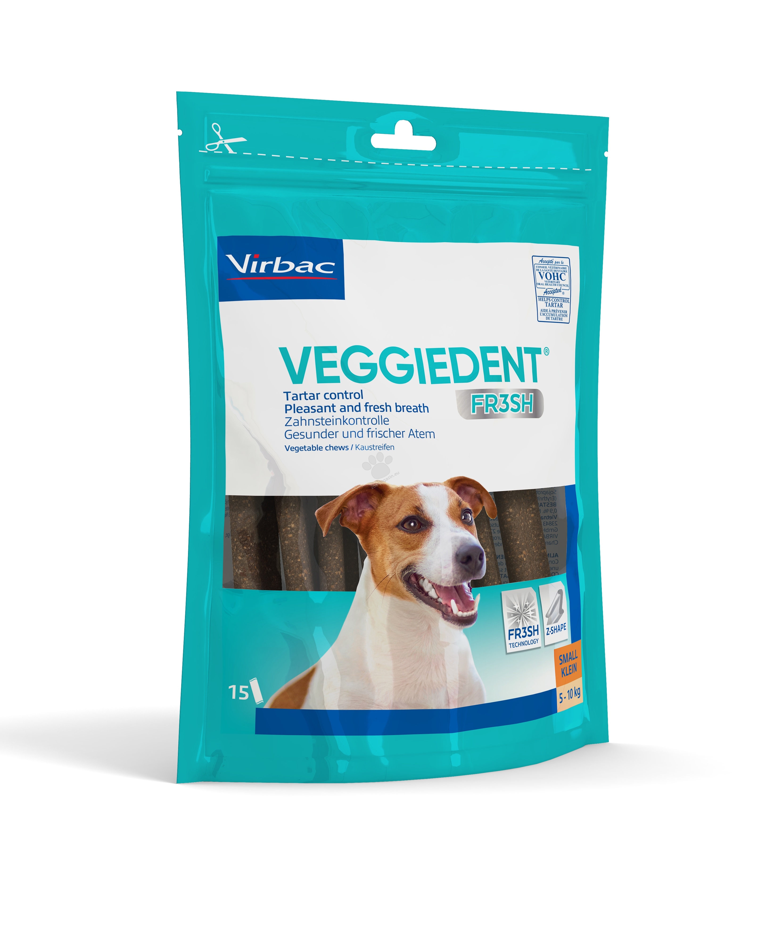 Virbac Veggiedent Fresh - дентални ламели S, за кучета до 10 кг., 15 броя