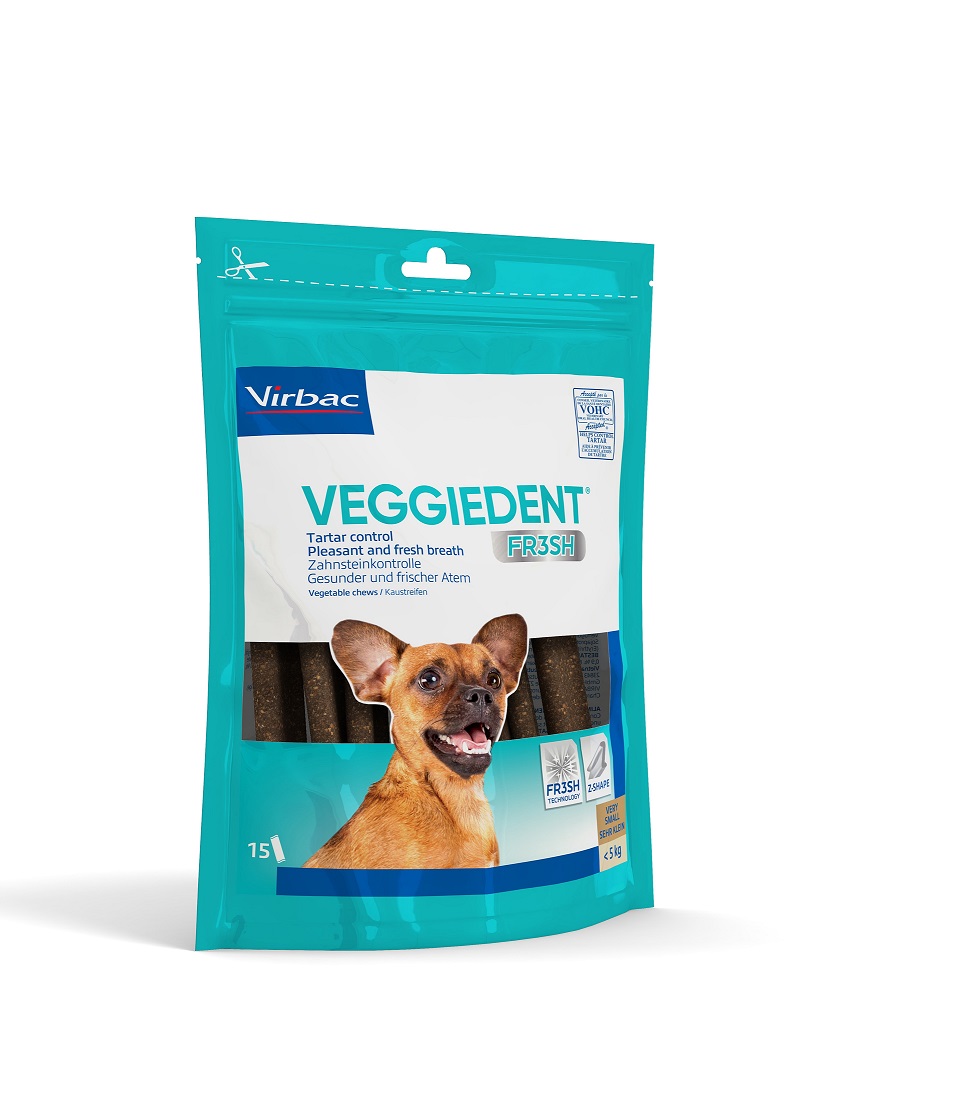 Virbac Veggiedent Fresh - дентални ламели XS, за кучета до 5 кг., 15 броя